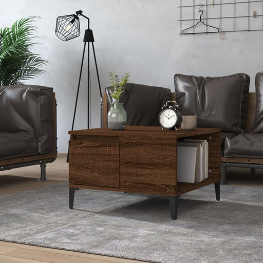 Coffee Table Brown Oak 55x55x36.5 Cm Engineered Wood Nxobko