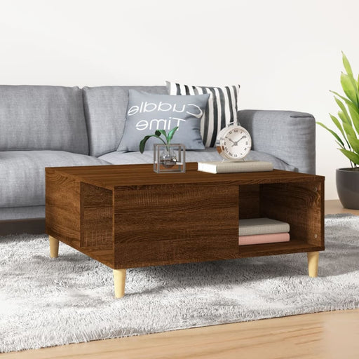 Coffee Table Brown Oak 80x80x36.5 Cm Engineered Wood Nxobkk