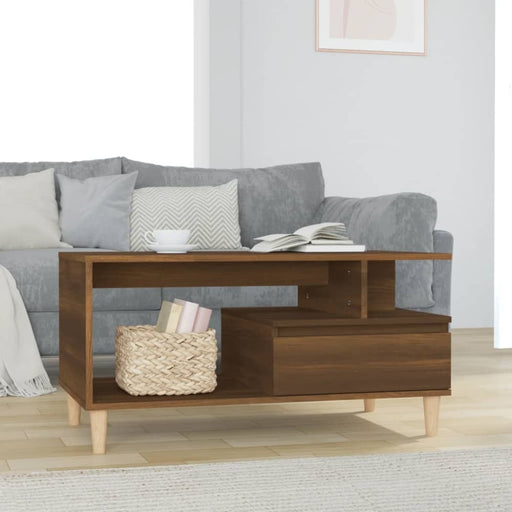 Coffee Table Brown Oak 90x49x45 Cm Engineered Wood Noklok