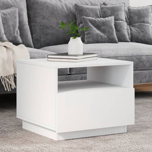 Coffee Table with Led Lights White 50x49x40 Cm Ntknxl