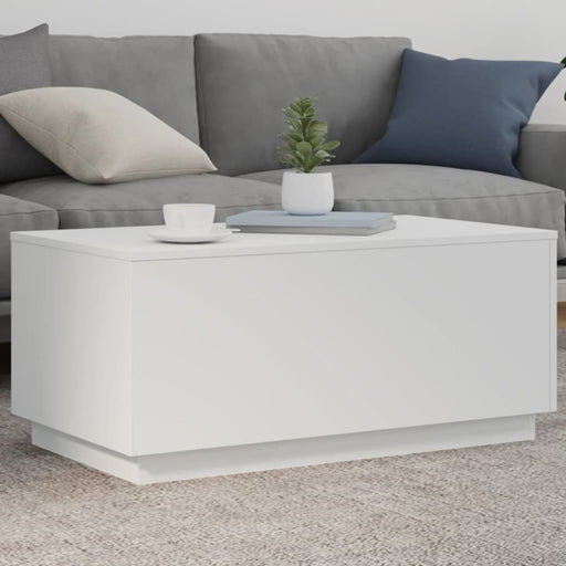 Coffee Table with Led Lights White 90x50x40 Cm Ntknip