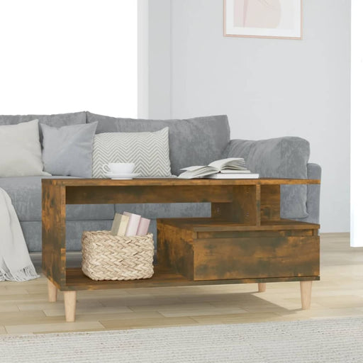 Coffee Table Smoked Oak 90x49x45 Cm Engineered Wood Nokloi