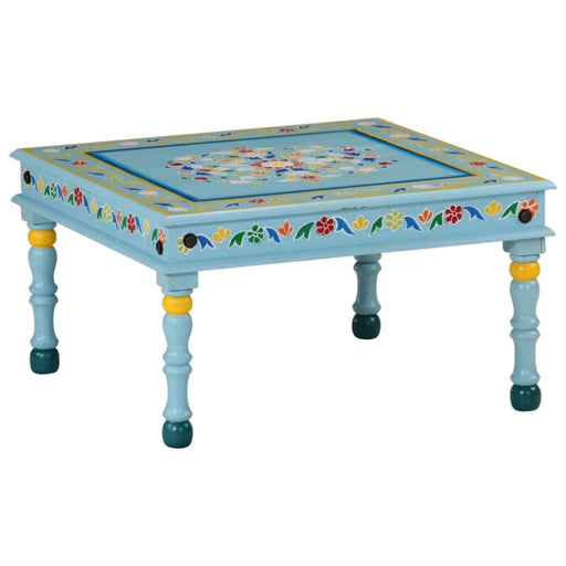 Coffee Table Turquoise Hand Painted Solid Wood Mango Tptilo