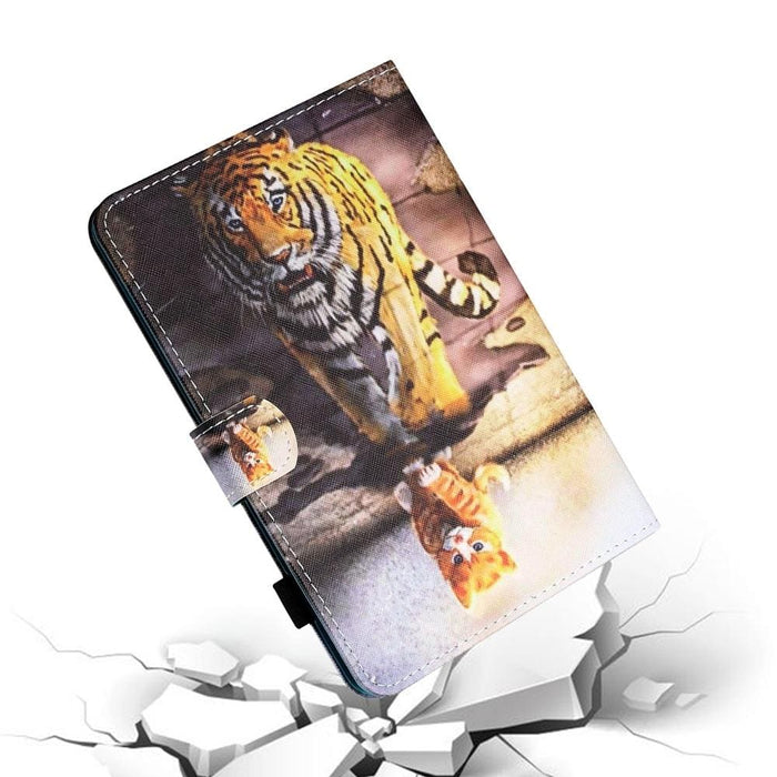 Coloured Drawing Stitching Smart Leather Tablet Case