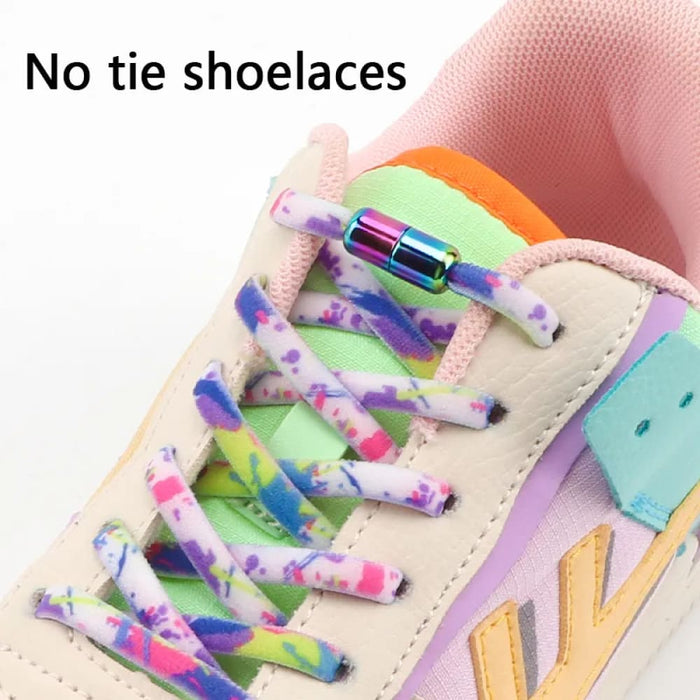 Colourful Elastic Sneakers No Tie Running Round Tennis Shoe