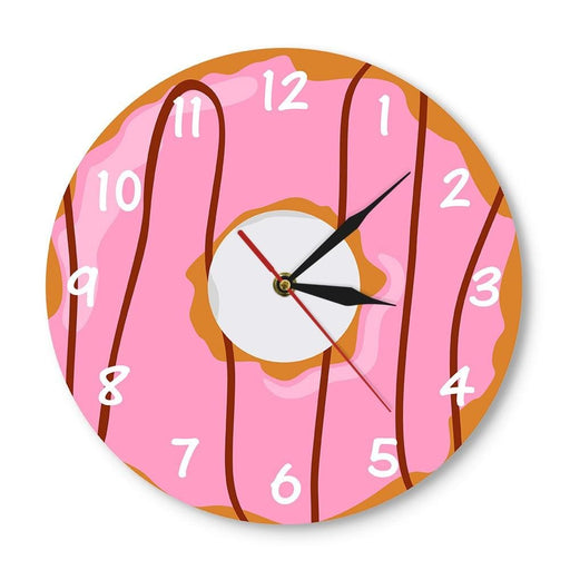 Colourful Printed Doughnut Wall Clock Kawaii Dessert Sweets