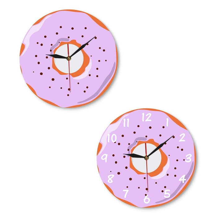 Colourful Printed Doughnut Wall Clock Kawaii Dessert Sweets