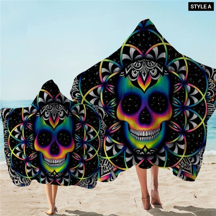 Colourful Skull Bath Towel With Hood