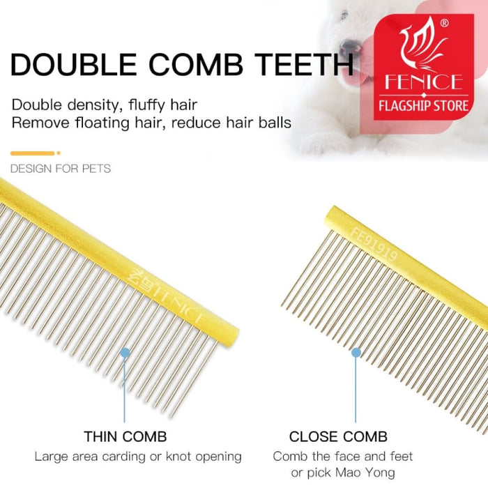 Dog Comb Long Thick Hair Fur Removal Brush Stainless Steel