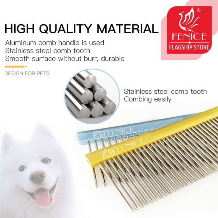 Dog Comb Long Thick Hair Fur Removal Brush Stainless Steel