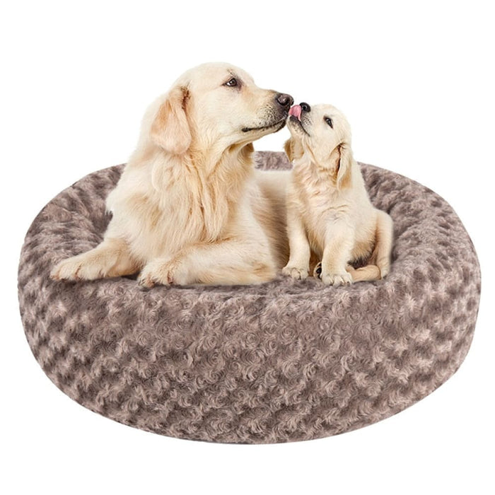 Comfy Warm Round Fluffy Anti Anxiety Soft Pet Bed For Small