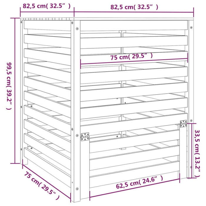 Composter Grey 82.5x82.5x99.5 Cm Solid Wood Pine Nxtnoi