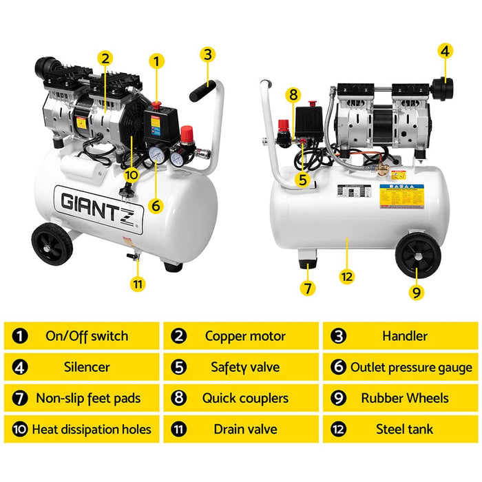 24l Air Compressor 40 L/min 115psi Oil-free Electric