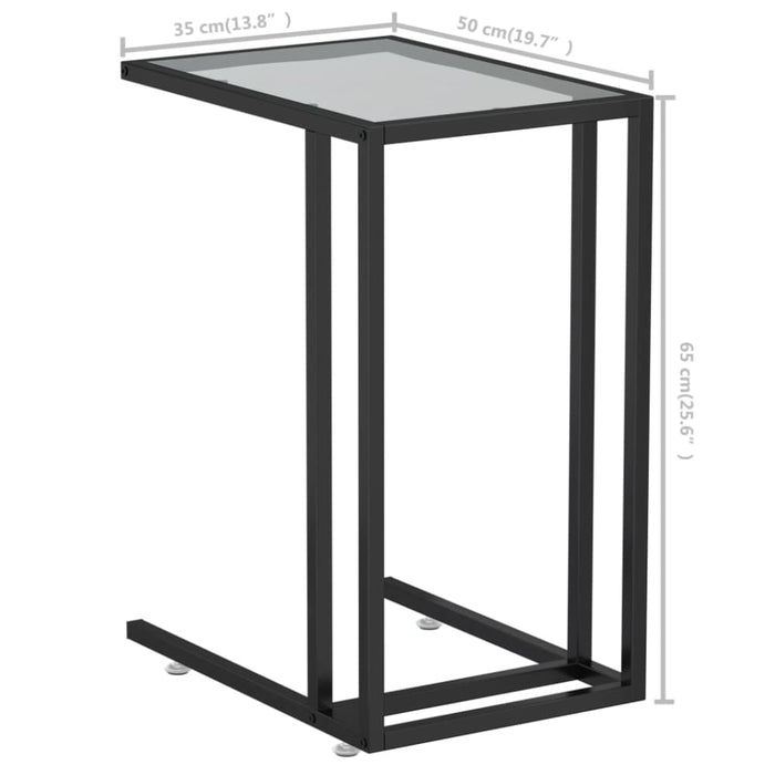 Computer Side Table Black 50x35x65 Cm Tempered Glass Ttolpb