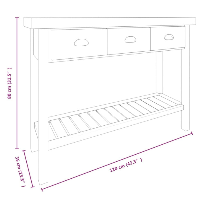 Console Table 110x35x80 Cm Solid Wood Fir Tabiln