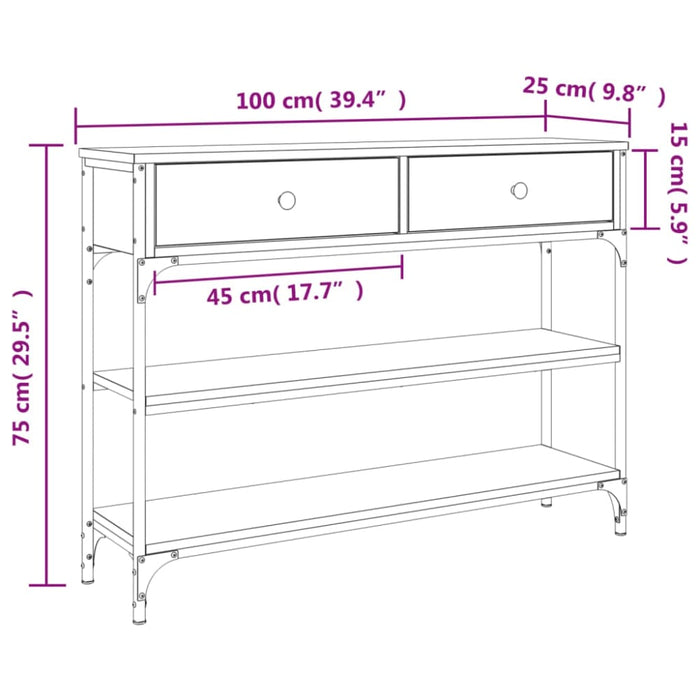 Console Table Black 100x25x75 Cm Engineered Wood Ntaonb