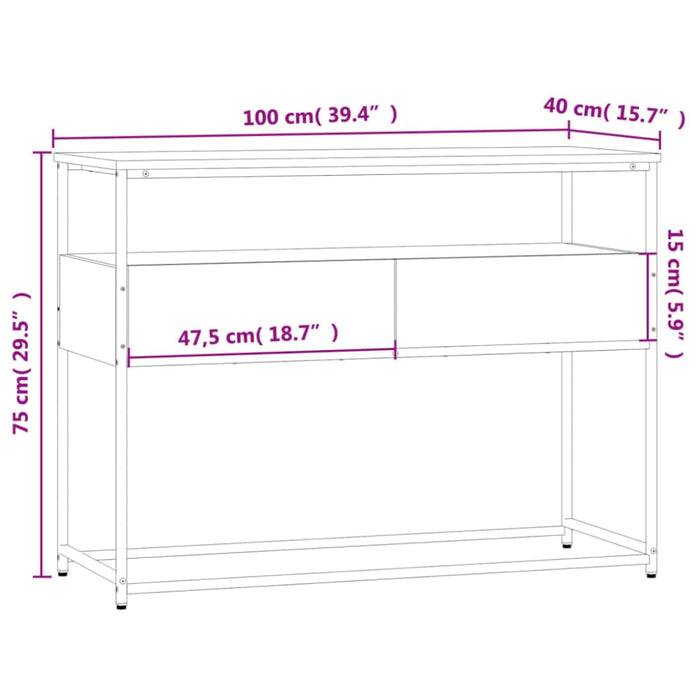 Console Table Black 100x40x75 Cm Engineered Wood Ntaopb