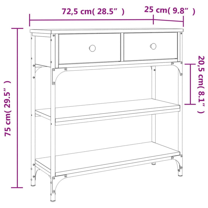 Console Table Black 72.5x25x75 Cm Engineered Wood Ntaonp