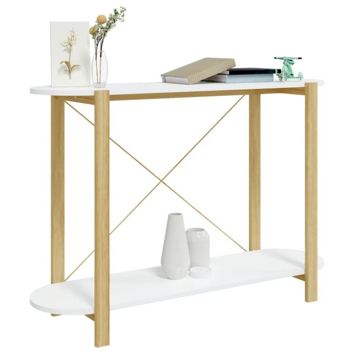 Console Table White 110x38x75 Cm Engineered Wood Taplkb