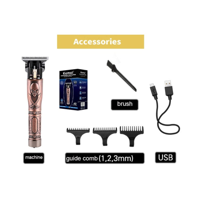 T9 Cordless Barber Shop Hair Clipper Men All Metal 0mm