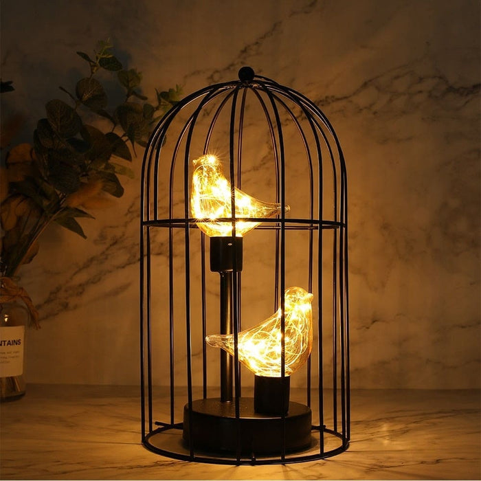 Cordless Battery Operated Birdcage Decorative Table Lamp