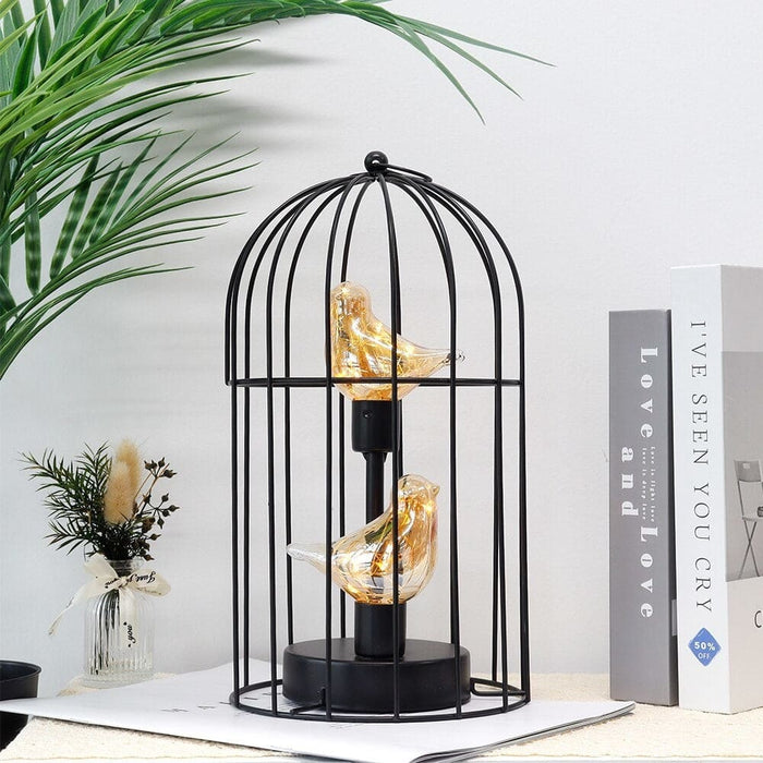 Cordless Battery Operated Birdcage Decorative Table Lamp