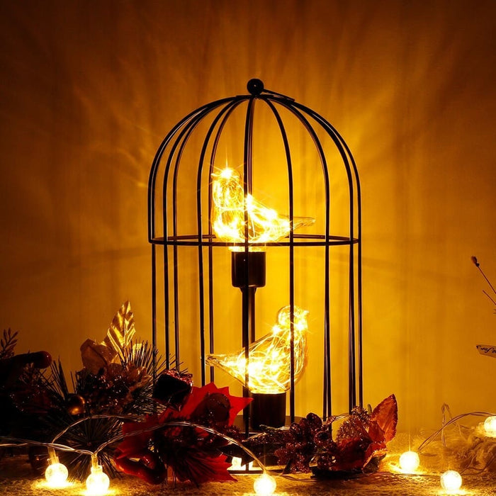 Cordless Battery Operated Birdcage Decorative Table Lamp