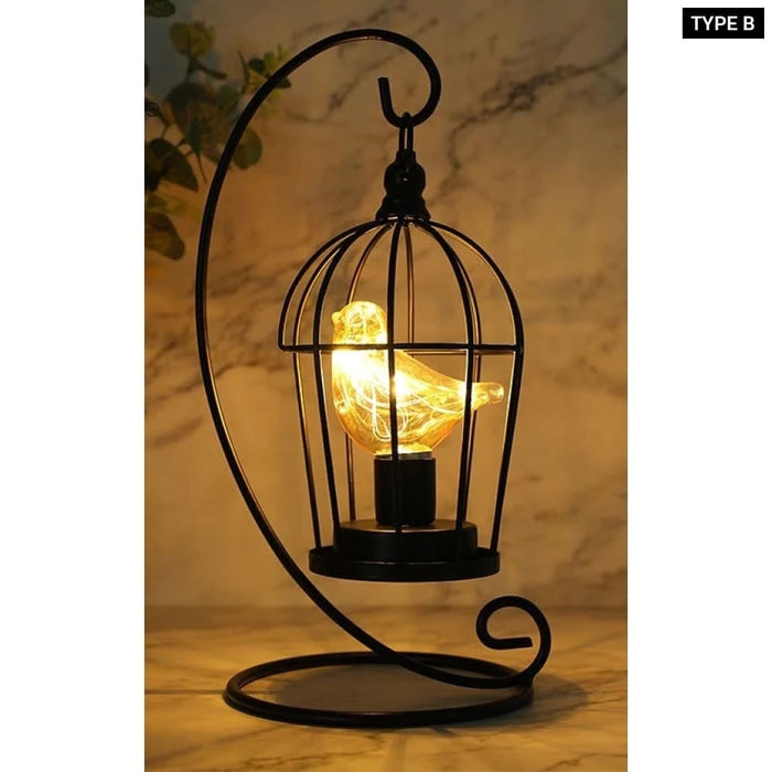 Cordless Battery Operated Birdcage Decorative Table Lamp