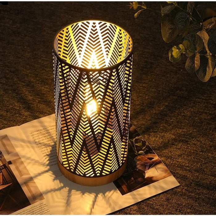 Cordless Geometric Metal Battery Powered Table Lamp