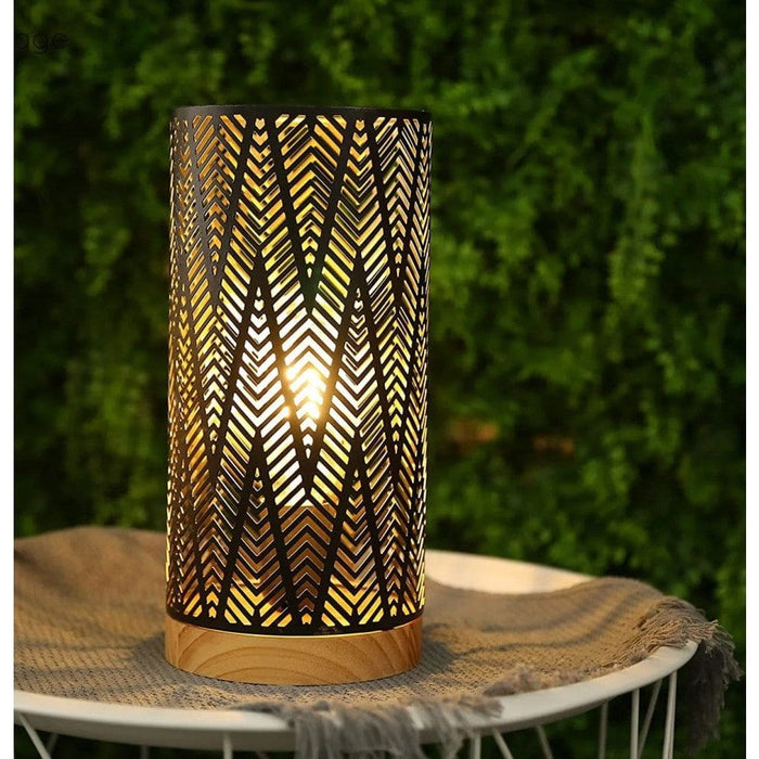 Cordless Geometric Metal Battery Powered Table Lamp