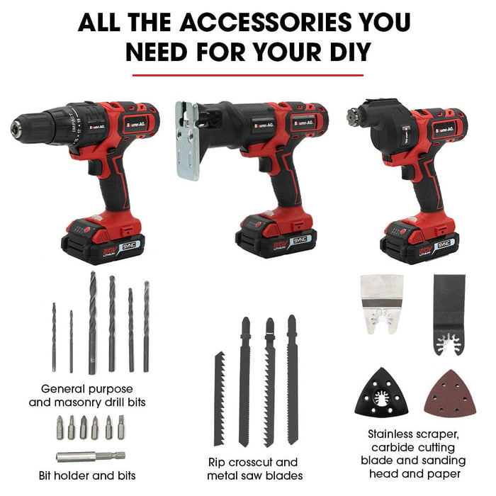 Cordless Mt3 20v Sync 3in1 Combi-tool Kit With Battery