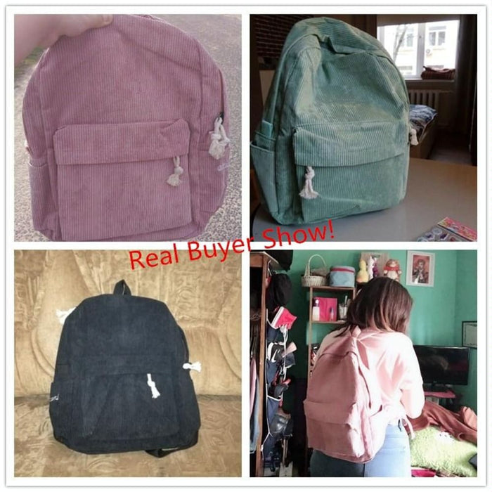 Corduroy School Backpack For Girls And Women