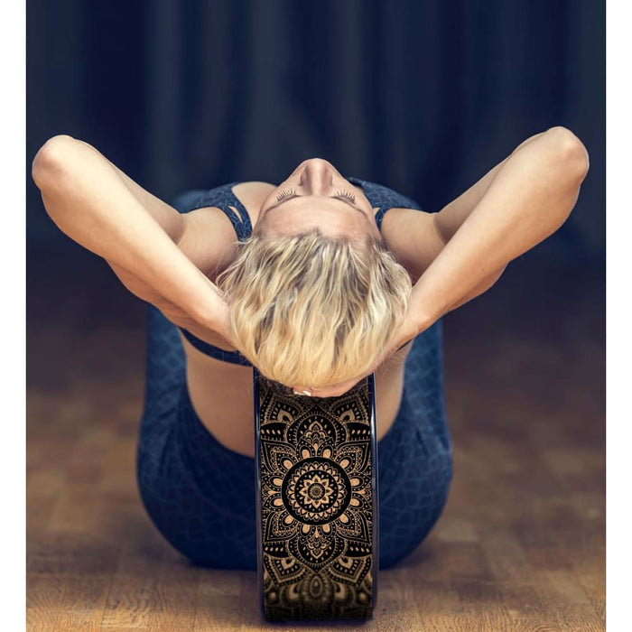 Cork Mandala Yoga Wheel Black