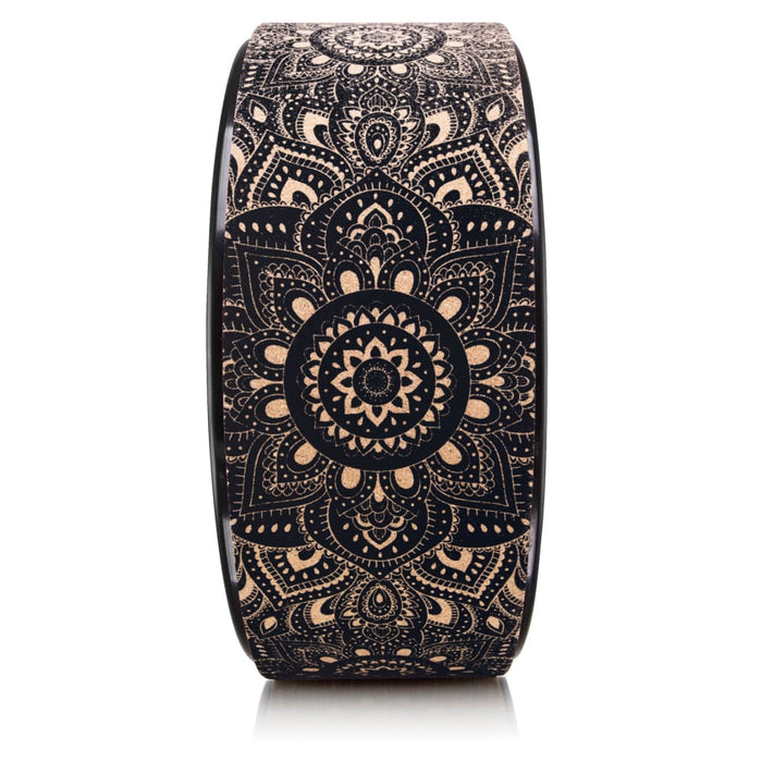 Cork Mandala Yoga Wheel Black