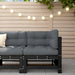 Corner Sofa With Cushions Black Solid Wood Pine Nxplpi