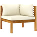 Corner Sofas 2 Pcs With Cream White Cushions Solid Acacia