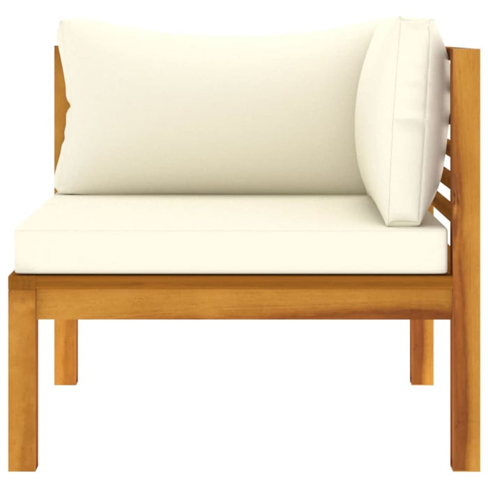 Corner Sofas 2 Pcs With Cream White Cushions Solid Acacia