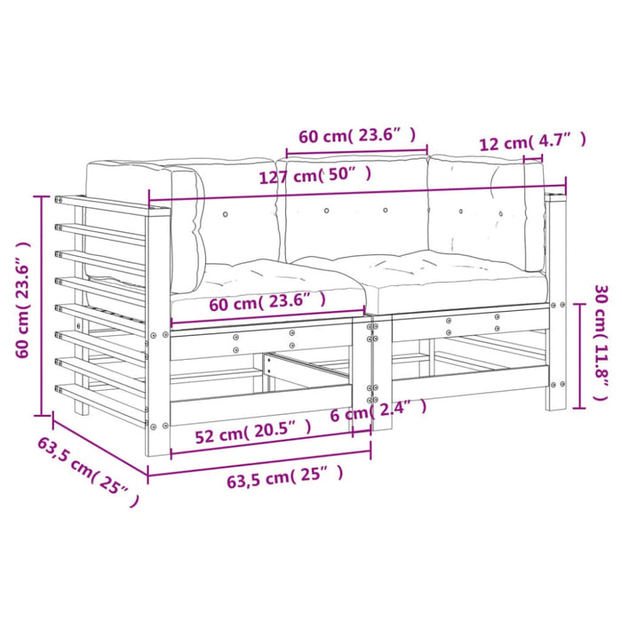 Corner Sofas With Cushions 2 Pcs Black Solid Wood Pine