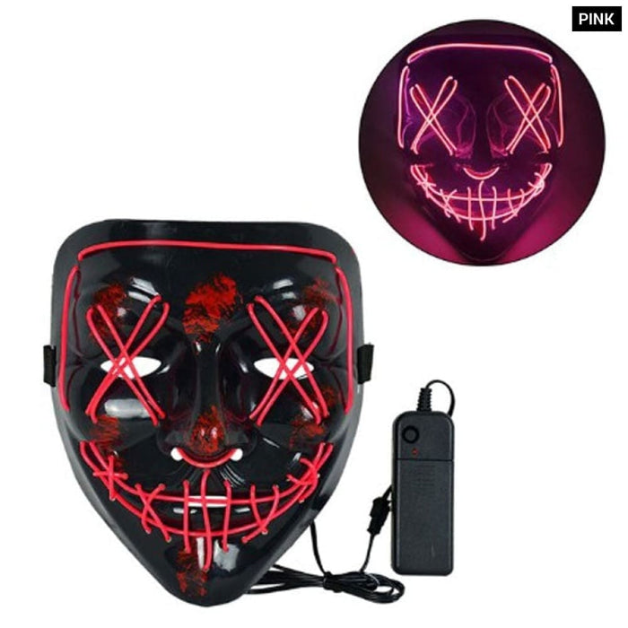 Cosplay Halloween Purge Mask Glowing Neon Led Masque