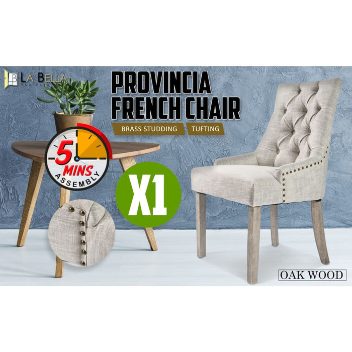 Cream French Provincial Dining Chair Amour Oak Leg