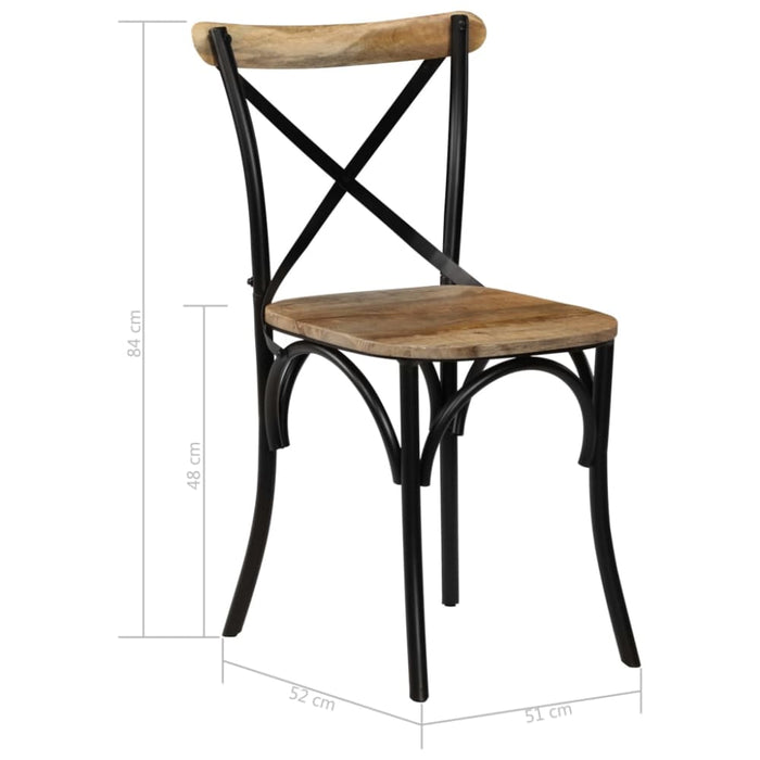 Cross Chairs 2 Pcs Black Solid Mango Wood Gl50916