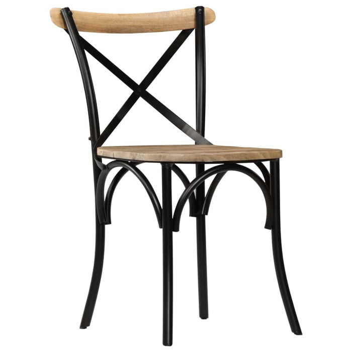 Cross Chairs 2 Pcs Black Solid Mango Wood Gl50916