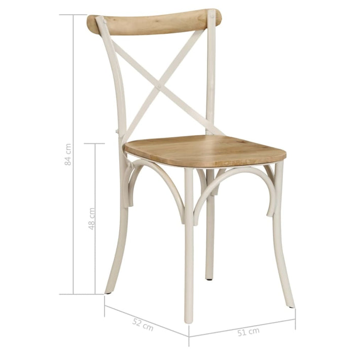 Cross Chairs 2 Pcs White Solid Mango Wood Gl51215