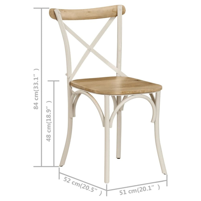 Cross Chairs 6 Pcs White Solid Mango Wood Gl416