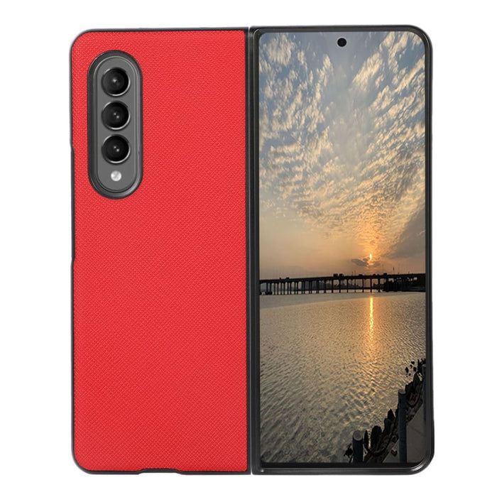 Cross Texture Pu Leather Case For Samsung Fold 4