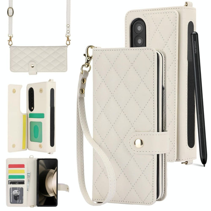 Crossbody Multifunction Rhombic Leather Phone Case