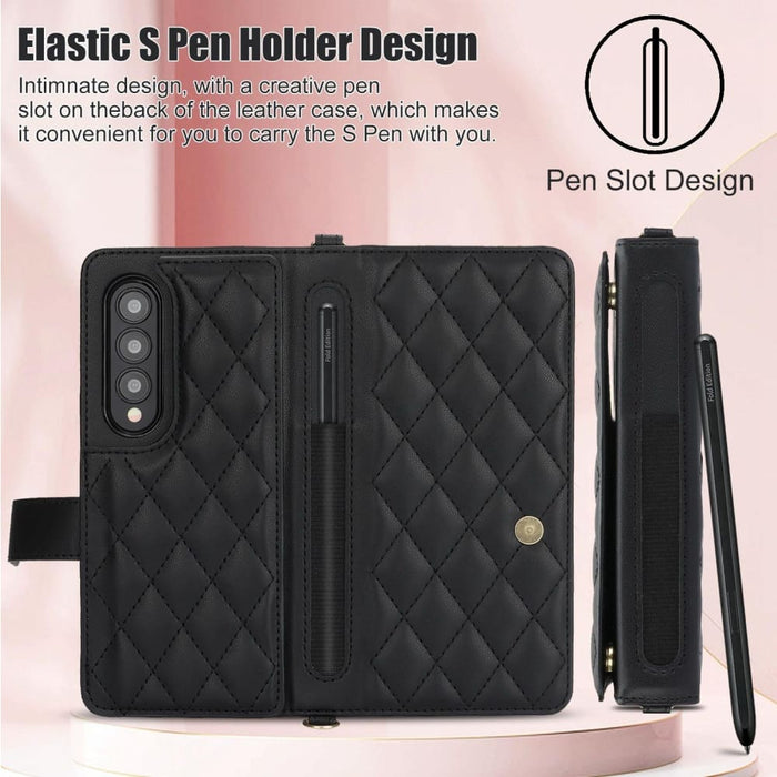 Crossbody Multifunction Rhombic Leather Phone Case