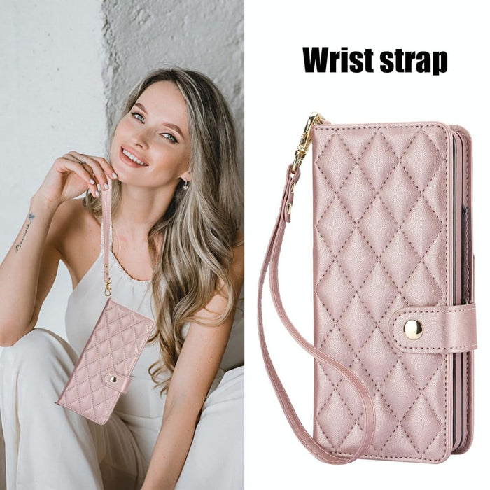 Crossbody Multifunction Rhombic Leather Phone Case