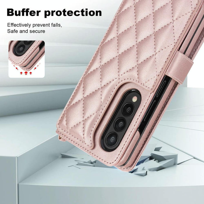 Crossbody Multifunction Rhombic Leather Phone Case