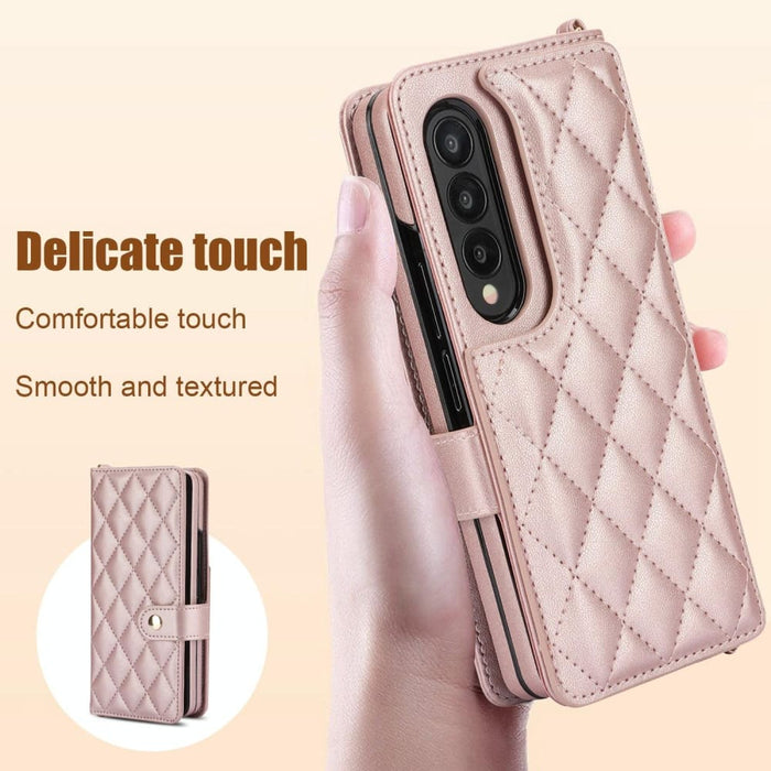 Crossbody Multifunction Rhombic Leather Phone Case